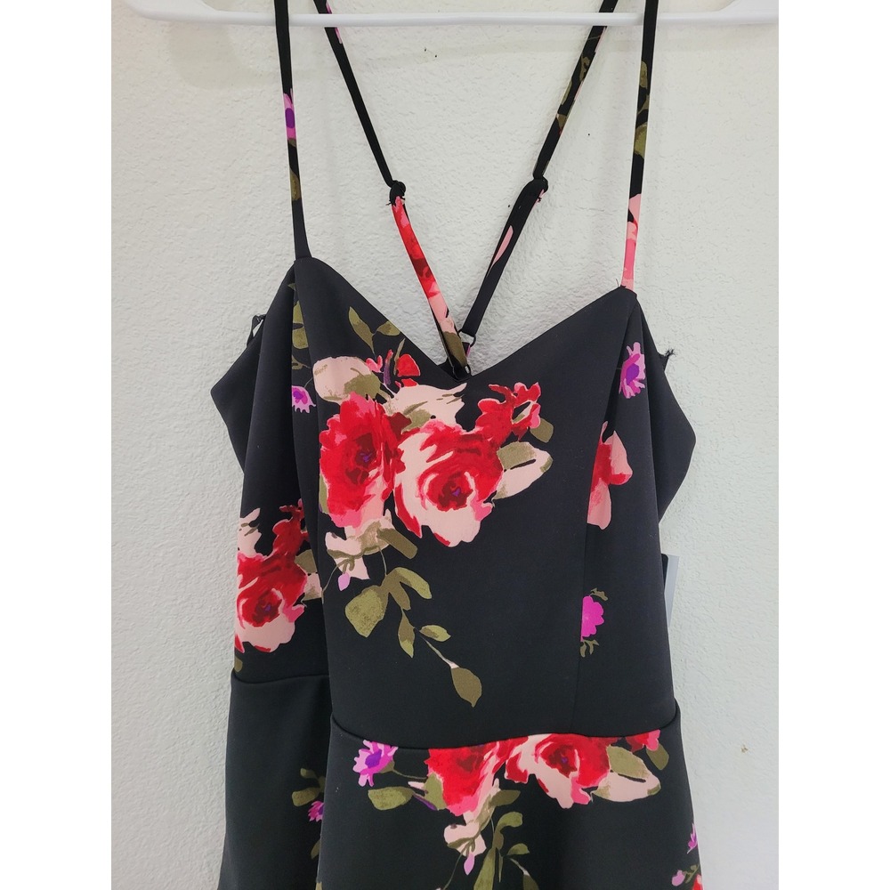 Sequin Hearts Floral Print Fit‎ & Flare Dress Criss Cross Back Size 18 #7
